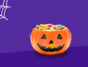 A plastic pumpkin full of allergy free candy