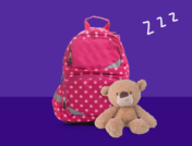 A backpack and teddy bear represent sleepovers for children with juvenile diabetes