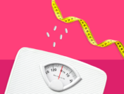 A scale with pills and tape measure: Phentermine for weight loss