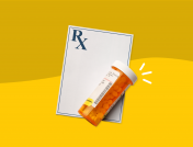 Prescription pad with pill bottle: Common side effects of Dexamethasone