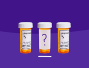 Three prescription pill bottles with a question mark: What are the side effects of sucralfate?