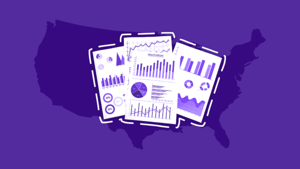 Map of the U.S. with charts and graphs: Medicare statistics