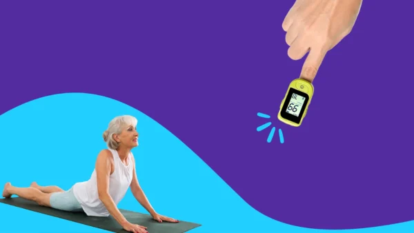person exercising and finger with a pulse oximeter - how to increase blood oxygen level