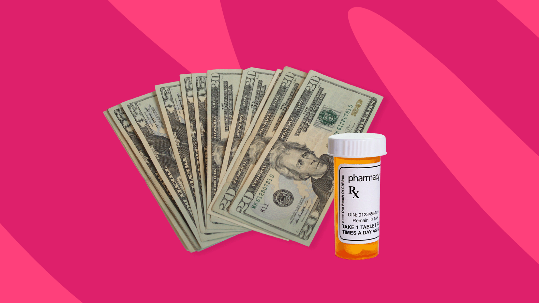 Several $20 bills with a prescription bottle: Trelegy Ellipta patient assistance program: Eligibility & more