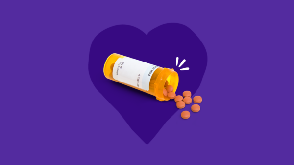 An Rx pill bottle inside of a heart drawing: Is it safe to stop blood thinners before surgery?
