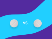 Two white pills with "vs." between them: Qulipta vs. Nurtec: Differences, similarities & side effects