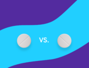 Two round pills with a "vs." between them: Latuda vs. Lamictal: Differences, similarities & side effects