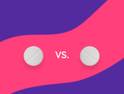 Two round white pills with a "vs." between them: NP Thyroid vs. Synthroid: Differences, similarities & side effects