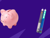A piggy bank and two autoinjector pens: Nucala savings tips