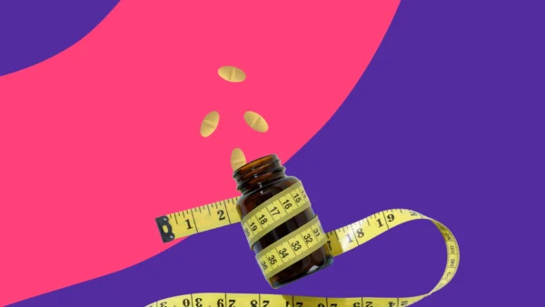 A bottle of pills and a tape measure | Farxiga weight loss