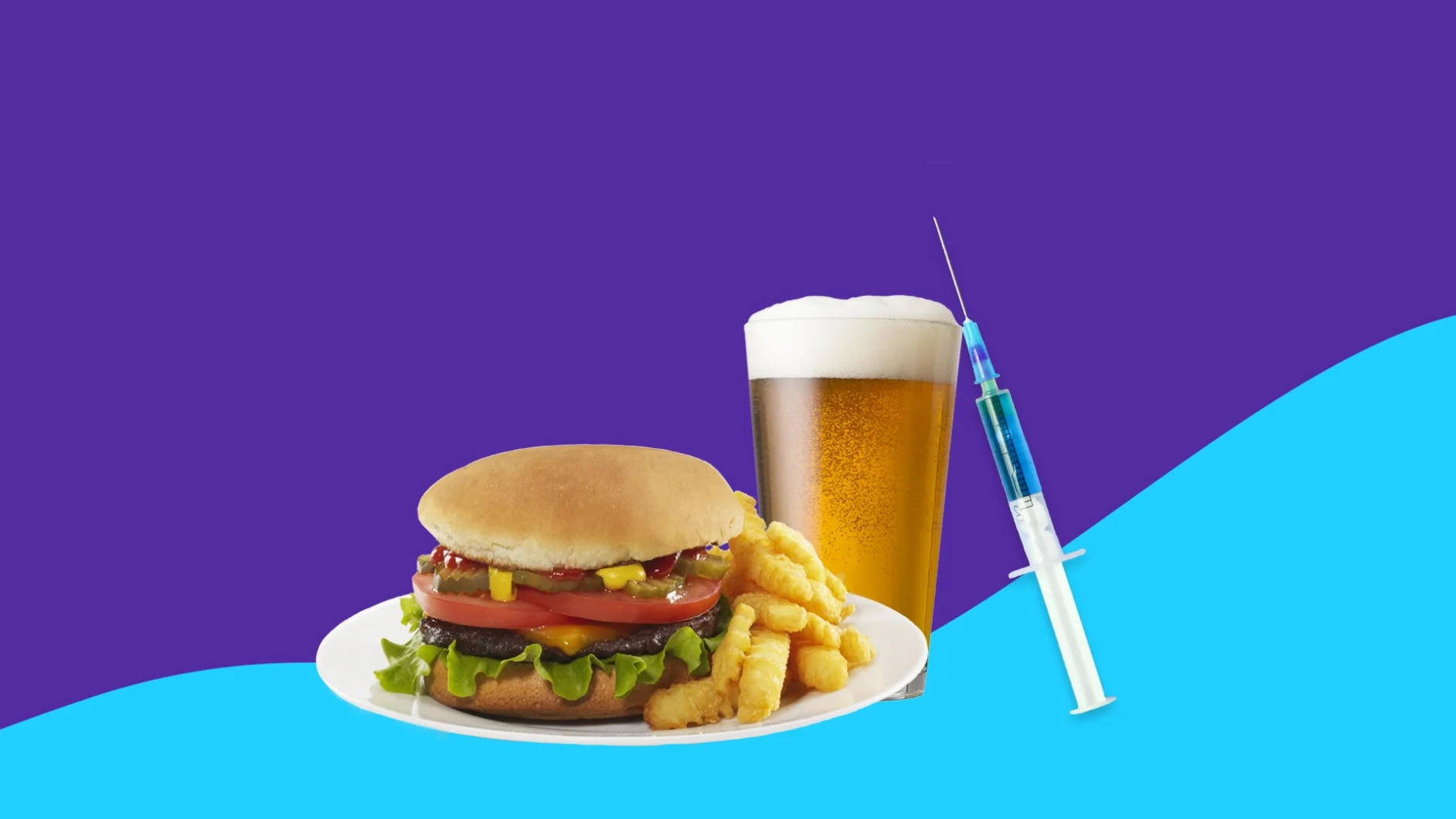 image of burger and beer | foods to avoid while on Stelara