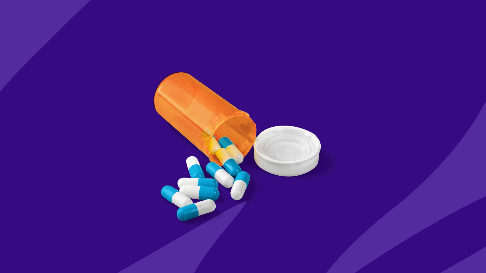 An Rx pill bottle with blue and white capsules: Can you take phentermine and Adderall?