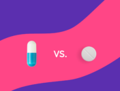 A capsule and a round tablet with "vs" between them: Vraylar vs. Zyprexa: Differences, similarities & side effects