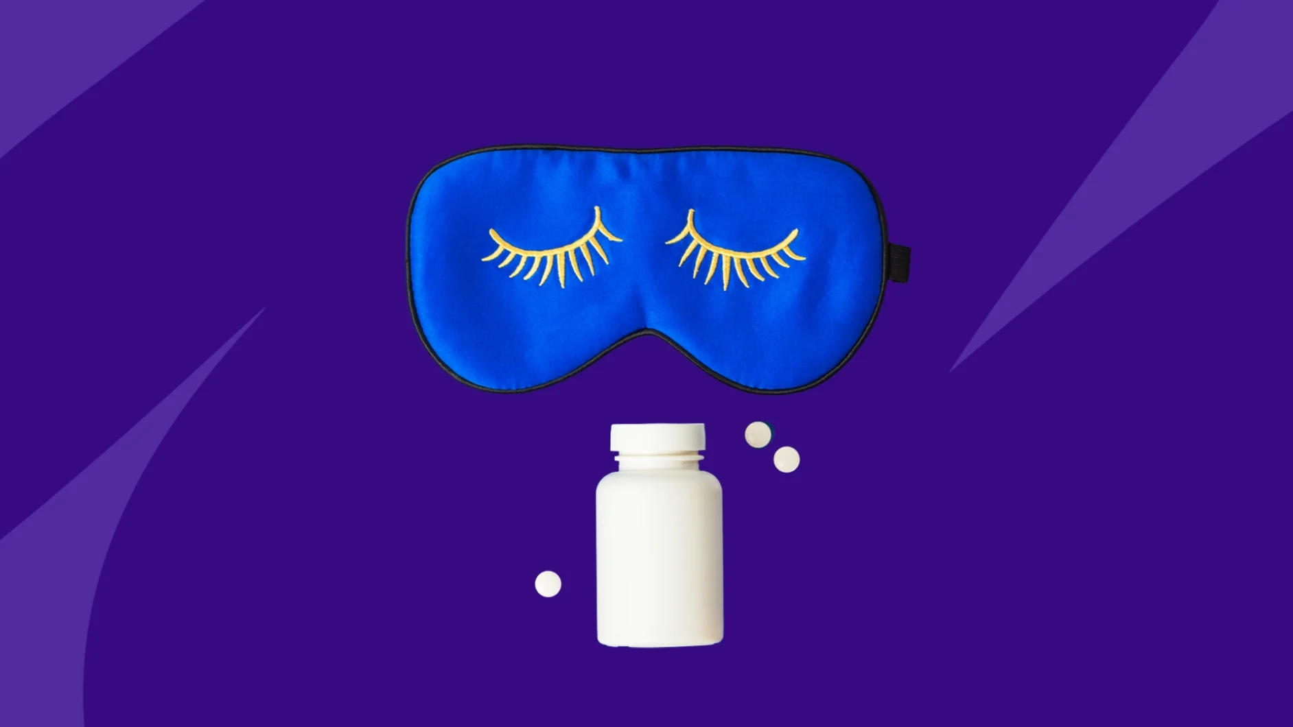 An eye mask and bottle of pills | Can I take levothyroxine at night?