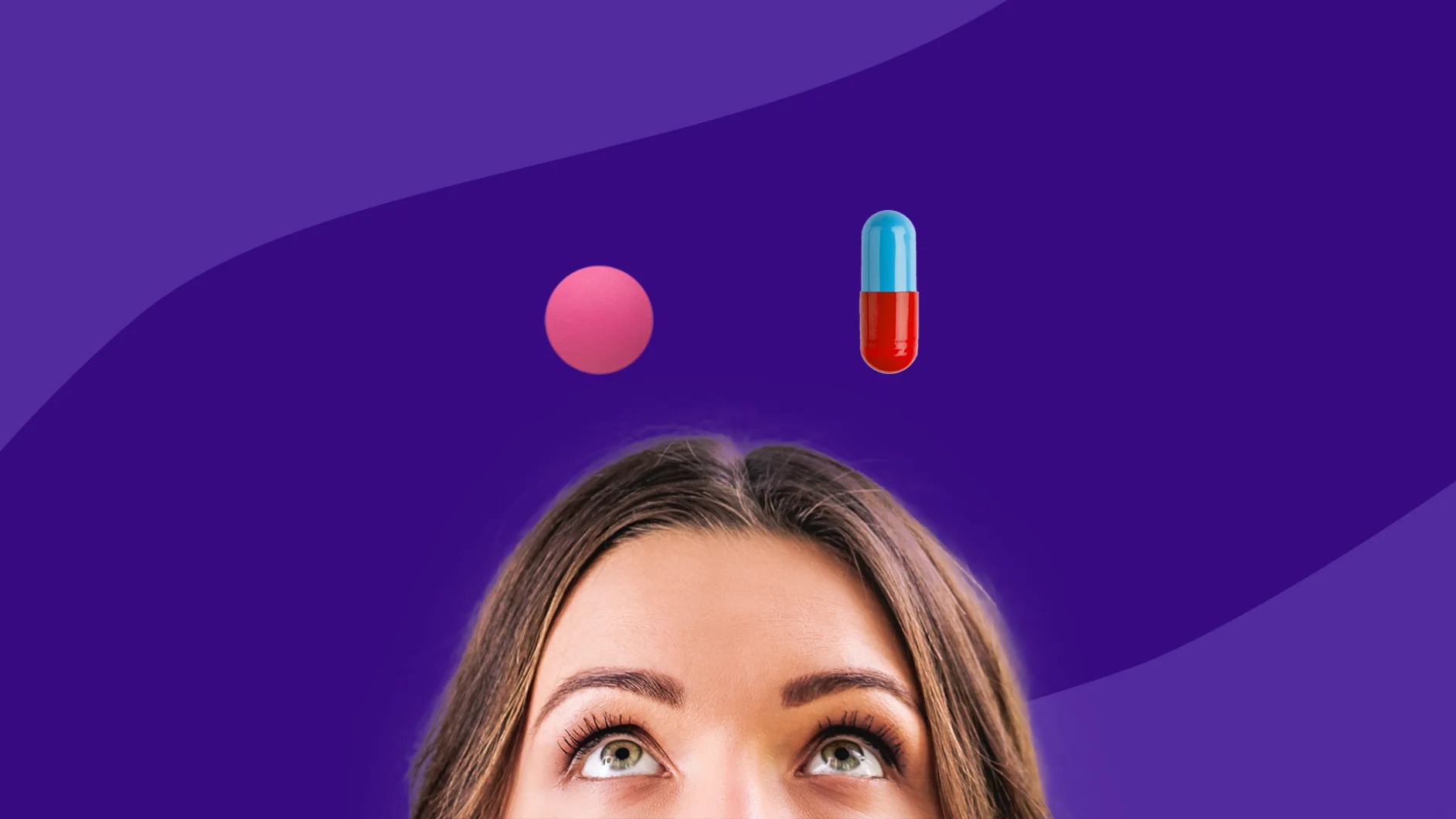 Women looking up at an iburpofen and Tylenol pill: Which pain medication is best for back pain?