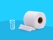 Rx pill bottle and toilet paper respresenting phentermine and constipation