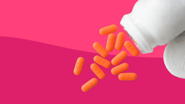 A bottle with oval tablets spilling out of it: What is ibuprofen made of?