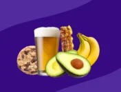 image of beer, bananas, avocado, bacon, and cookies - what foods to avoid while taking enalapril