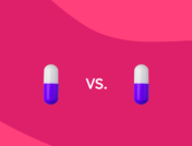 Two capsules with "vs." between them: Qsymia vs. phentermine: Differences, similarities & side effects